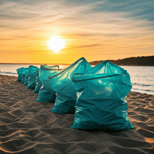 Strandskoonmaak bags at sunset